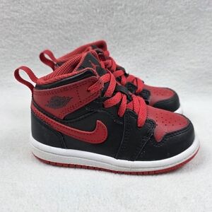 Nike Air Jordan 1 Mid Alternate Bred Red Baby Shoes Size 6C Red Black DQ8425-060